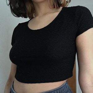Forever 21 Black Ribbed Crop Top